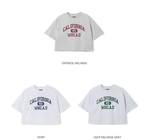 韓國 Who.A.U California Crop T-shirt【WA140】
