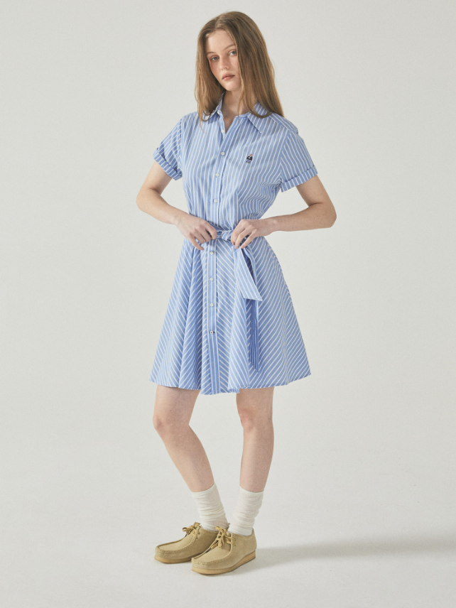 韓國 Who.A.U Steve Short Sleeve Strap Shirts Dress【WA103】