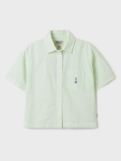 韓國 Who.A.U Steve Seersucker Crop Shirts【WA101】