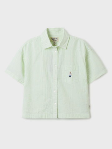 韓國 Who.A.U Steve Seersucker Crop Shirts【WA101】
