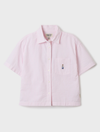 韓國 Who.A.U Steve Seersucker Crop Shirts【WA101】