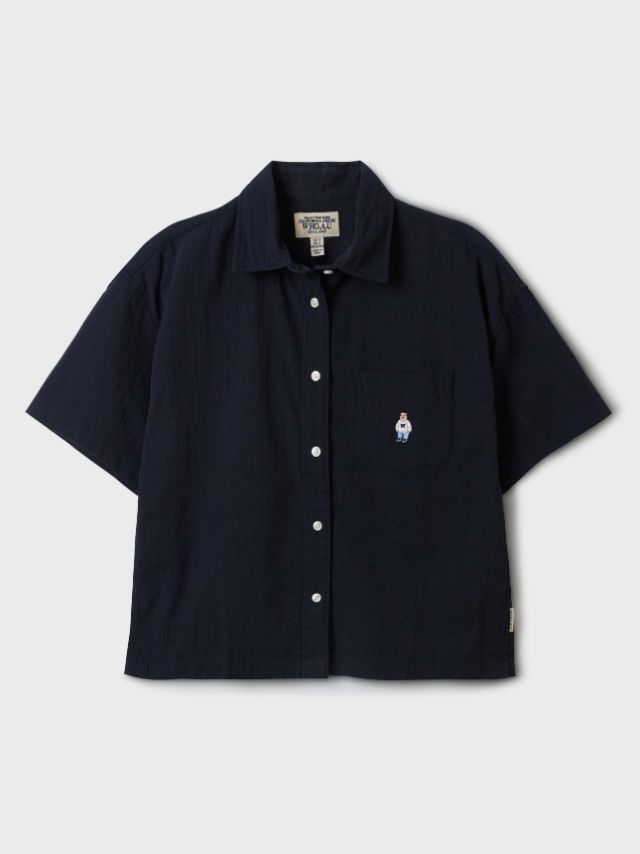 韓國 WhoAU Steve Seersucker Crop Shirts【WA101】