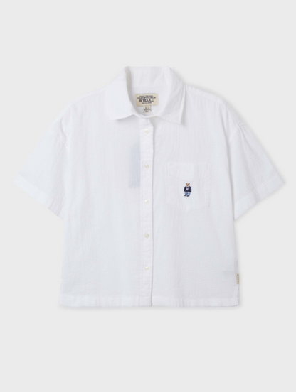 韓國 Who.A.U Steve Seersucker Crop Shirts【WA101】