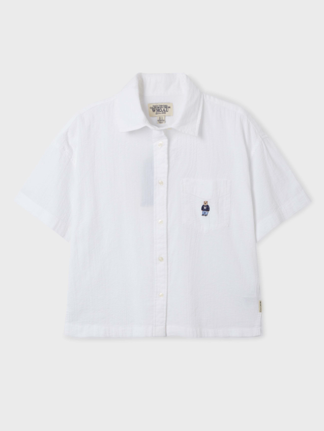 韓國 WhoAU Steve Seersucker Crop Shirts【WA101】
