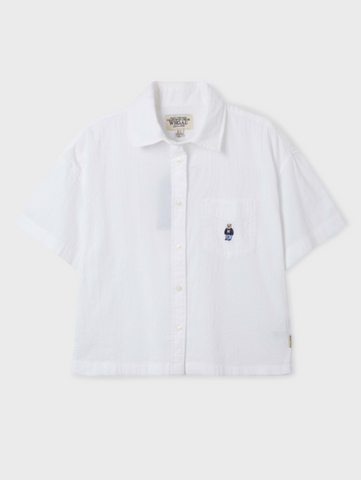 韓國 Who.A.U Steve Seersucker Crop Shirts【WA101】