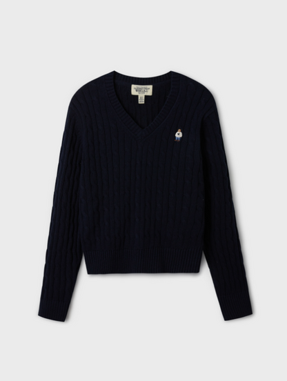 韓國 Who.A.U Steve V-neck Cable Sweater【WA058】