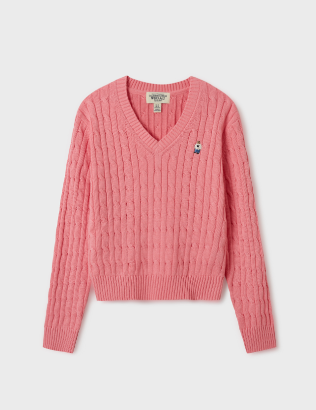韓國 Who.A.U Steve V-neck Cable Sweater【WA058】