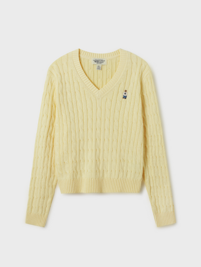 韓國 Who.A.U Steve V-neck Cable Sweater【WA058】