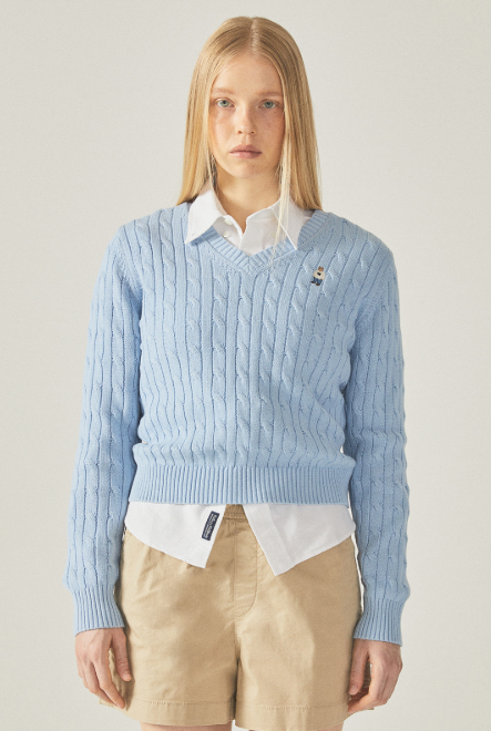 韓國 Who.A.U Steve V-neck Cable Sweater【WA058】