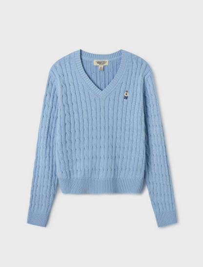 韓國 Who.A.U Steve V-neck Cable Sweater【WA058】