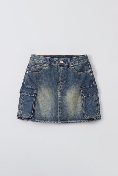 韓國 SPAO Denim Cargo Mini Skirt【SP149】