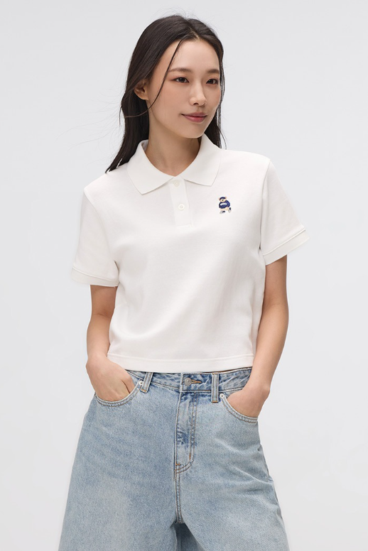 韓國 SPAO Soft Cotton Crop Collar T-shirt【SP120】