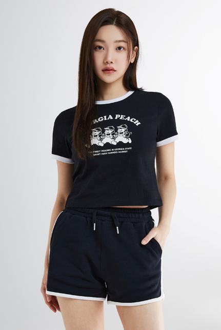 韓國 SPAO Bread Girl Ringer Crop Short Sleeve T-shirt【SP161】