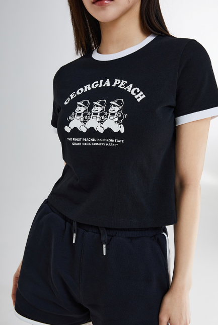 韓國 SPAO Bread Girl Ringer Crop Short Sleeve T-shirt【SP161】