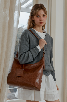 韓國 Anoetic CLASSIC HOBO BAG &amp; CARD WALLET SET【AT026】