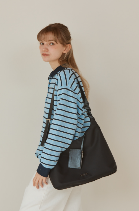韓國 Anoetic NYLON HOBO BAG &amp; CARD WALLET SET【AT027】