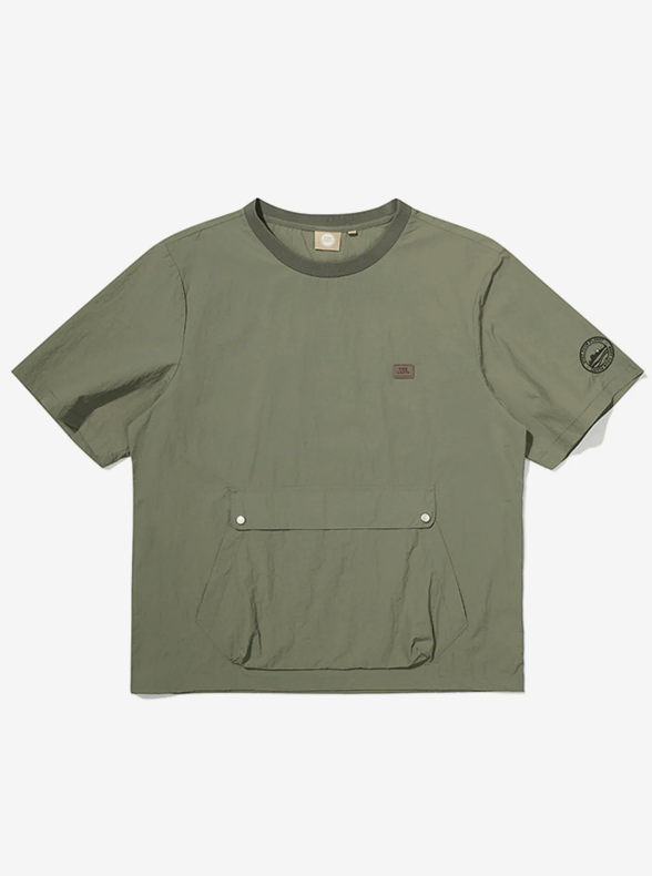 韓國 BBC Kangaroo Pocket Woven Round T-Shirt【BC052】