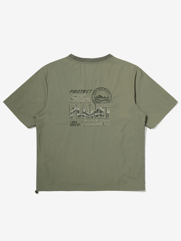 韓國 BBC Kangaroo Pocket Woven Round T-Shirt【BC052】