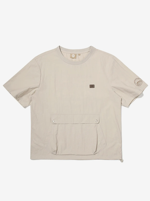 韓國 BBC Kangaroo Pocket Woven Round T-Shirt【BC052】