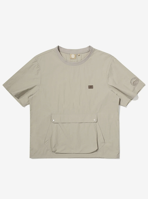 韓國 BBC Kangaroo Pocket Woven Round T-Shirt【BC052】