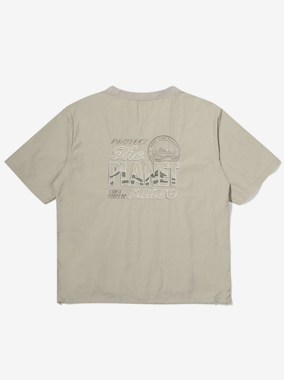 韓國 BBC Kangaroo Pocket Woven Round T-Shirt【BC052】