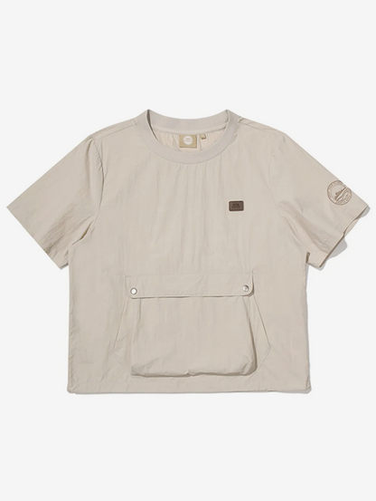 韓國 BBC W Kangaroo Pocket Woven Round T-Shirt【BC053】