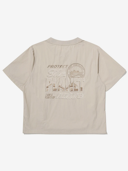 韓國 BBC W Kangaroo Pocket Woven Round T-Shirt【BC053】