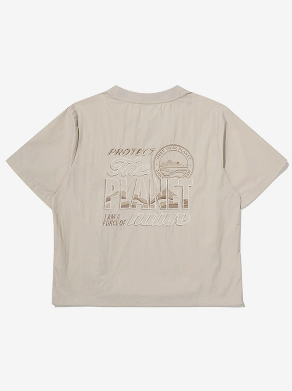 韓國 BBC W Kangaroo Pocket Woven Round T-Shirt【BC053】