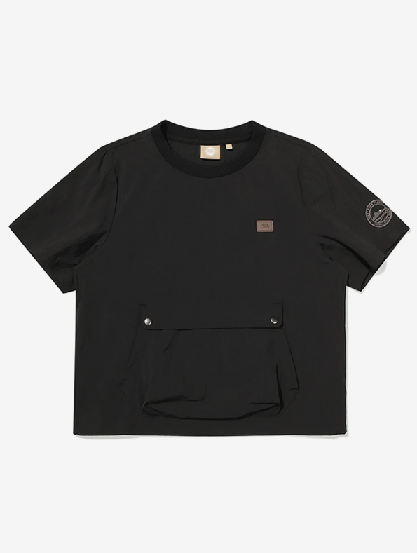 韓國 BBC W Kangaroo Pocket Woven Round T-Shirt【BC053】