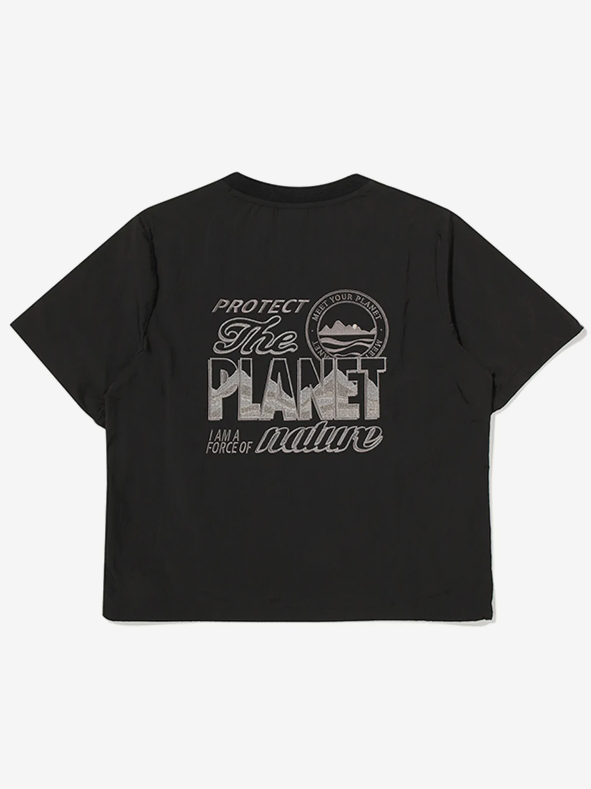 韓國 BBC W Kangaroo Pocket Woven Round T-Shirt【BC053】