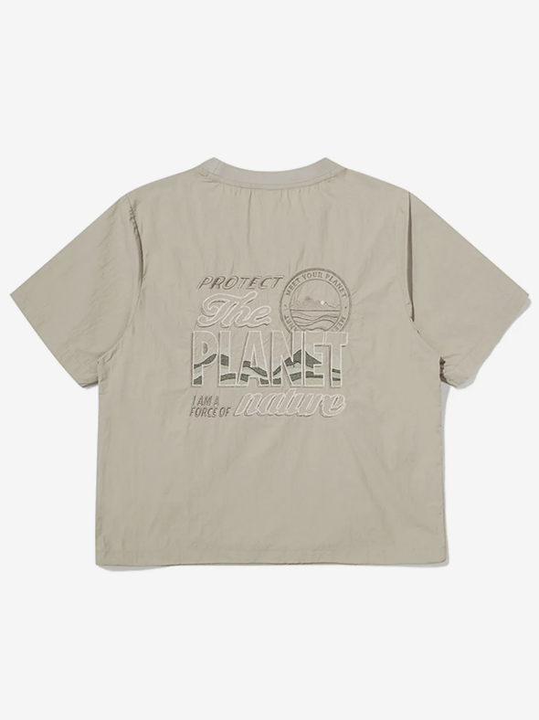 韓國 BBC W Kangaroo Pocket Woven Round T-Shirt【BC053】