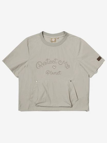 韓國 BBC W Chain Embroidered Woven Round T-shirt【BC057】