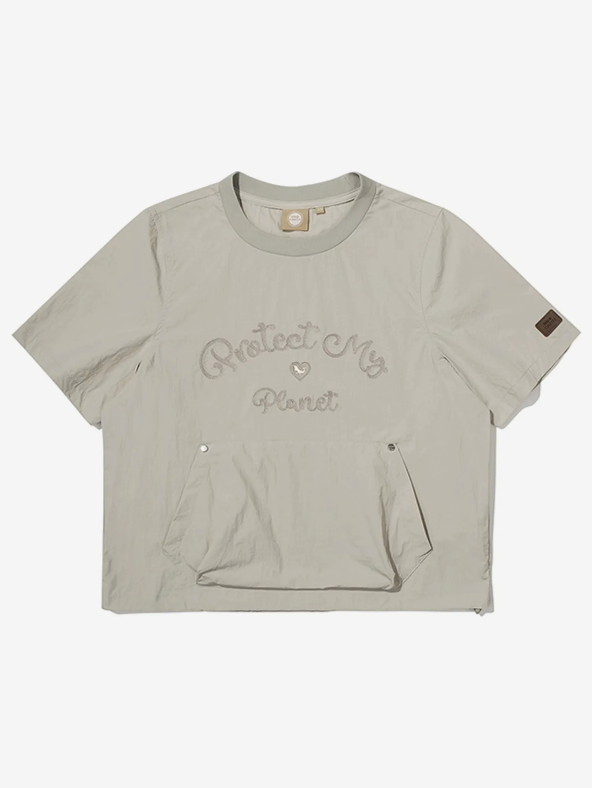 韓國 BBC W Chain Embroidered Woven Round T-shirt【BC057】