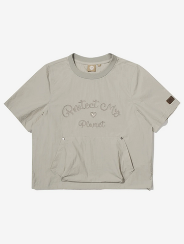 韓國 BBC W Chain Embroidered Woven Round T-shirt【BC057】
