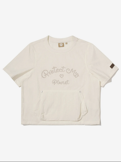 韓國 BBC W Chain Embroidered Woven Round T-shirt【BC057】