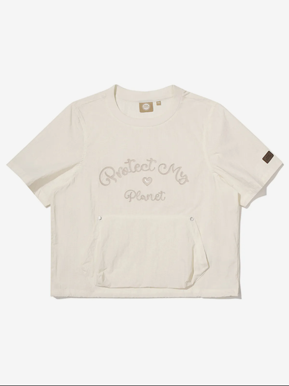 韓國 BBC W Chain Embroidered Woven Round T-shirt【BC057】