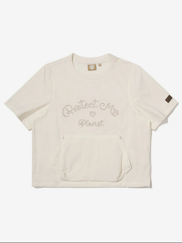 韓國 BBC W Chain Embroidered Woven Round T-shirt【BC057】