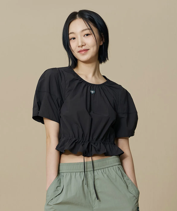 韓國 BBC W Shirring Ribbon Woven Short Sleeve【BC072】