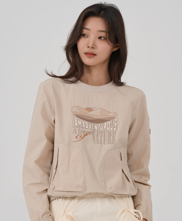 韓國 BBC W Nature Embroidery Woven Sweatshrit【BC066】