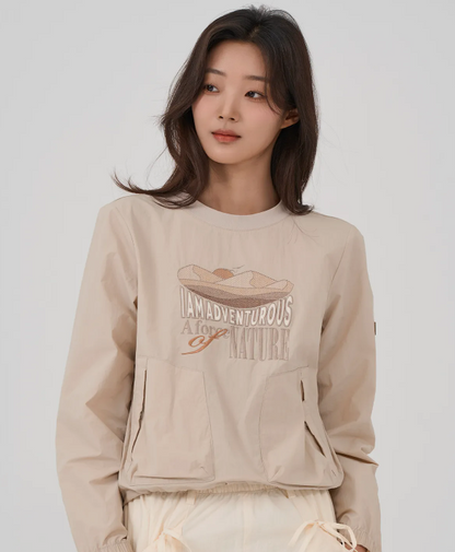 韓國 BBC W Nature Embroidery Woven Sweatshrit【BC066】