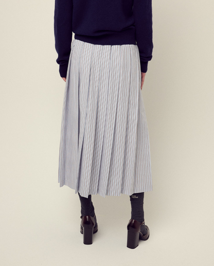 韓國 Mardi Mercredi Cotton Pleated Maxi Skirt Stripe【MM154】