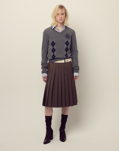 韓國 Mardi Mercredi Cashmere Blended V Neck Argyle【MM157】