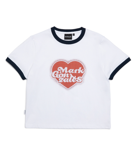 韓國 Mark Gonzales Heart Graphic Women's Ringer Short Sleeve T-Shirt【MG045】