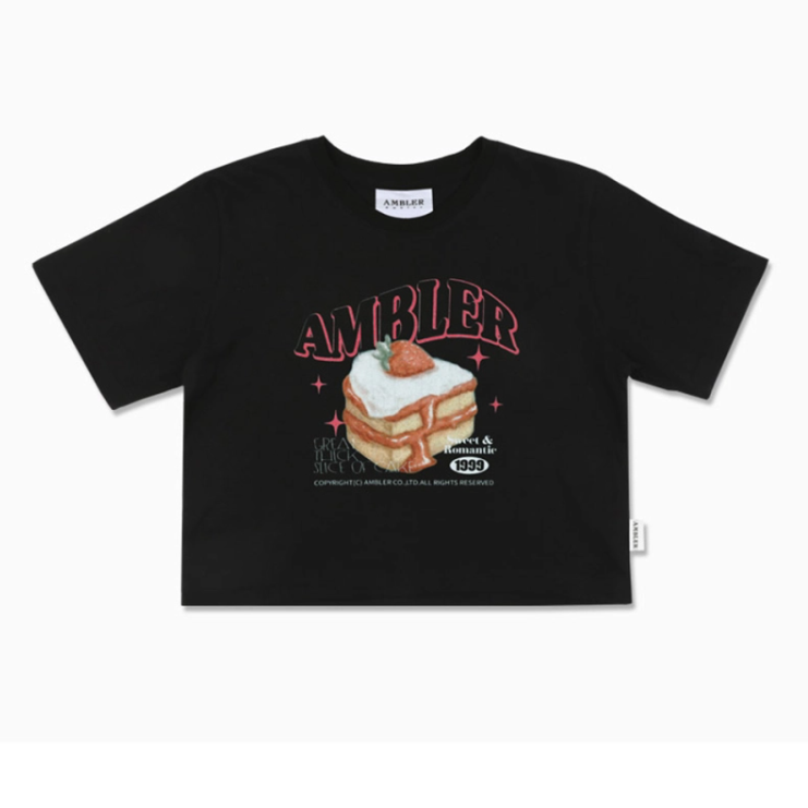 韓國 Ambler Piece Of Cake Crop Short Sleeve T-shirt【AR039】