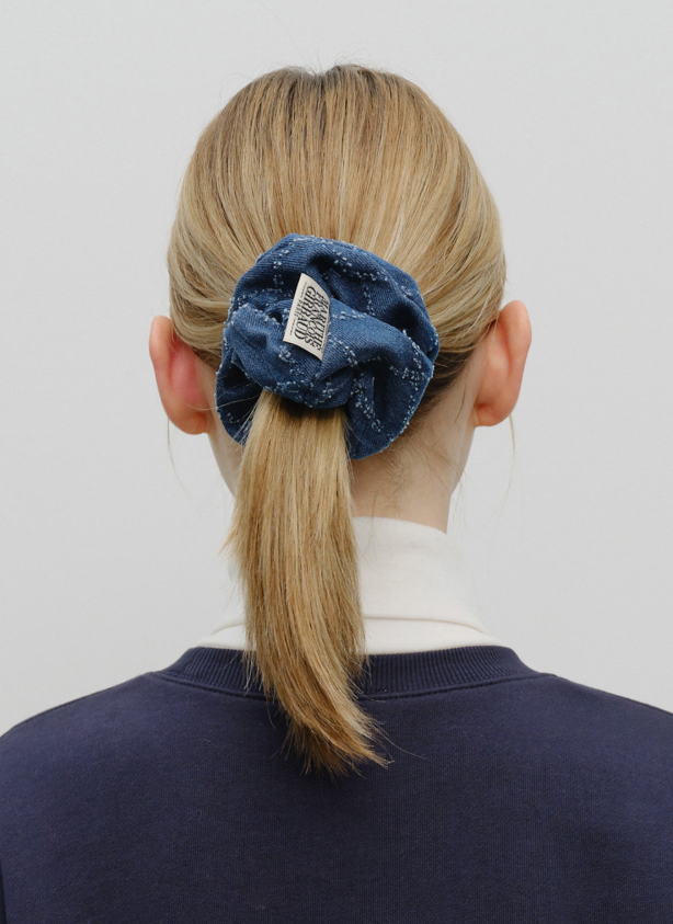 韓國 Marithe Francois Girbaud Classic Logo Denim Pattern Hair Scrunchie【MF631】