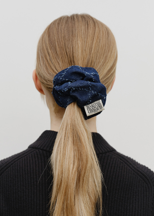 韓國 Marithe Francois Girbaud Classic Logo Denim Pattern Hair Scrunchie【MF631】