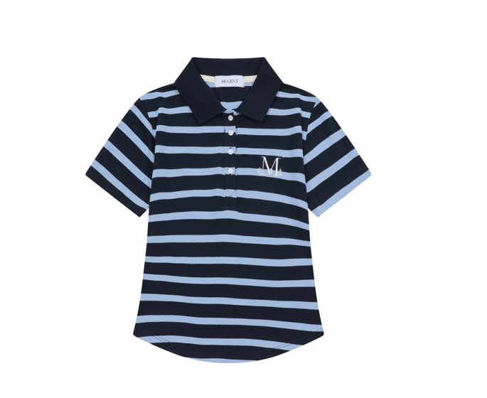 韓國 Mucent Daria Stripe Slim Fit Collar Half T-Shirt【MU032】
