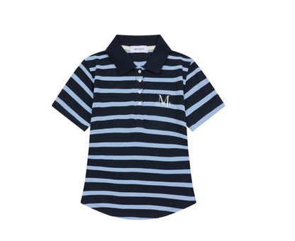韓國 Mucent Daria Stripe Slim Fit Collar Half T-Shirt【MU032】