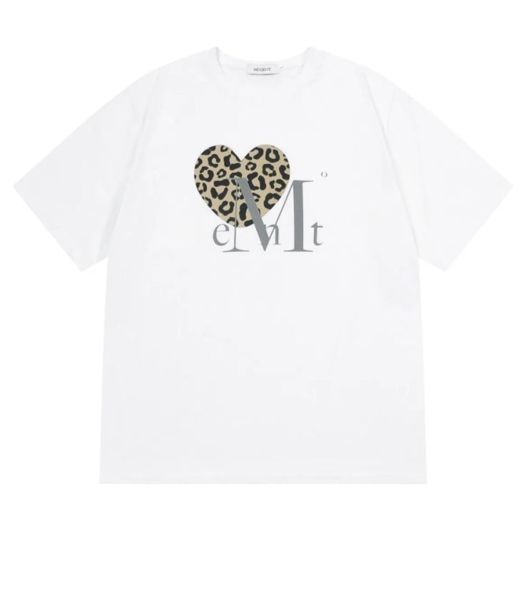 韓國 Mucent Sierra Leopard Heart Half T-Shirt【MU006】
