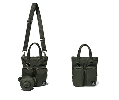 韓國 Phyps Bear Keyring Nylon Multi-Pocket Crossbody Bag【PS013】